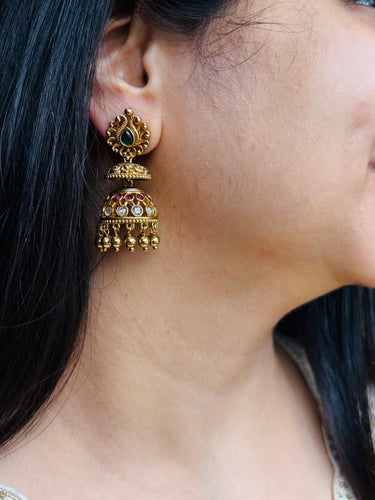 Antique Gold Green Earrings